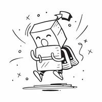Student with Backpack and Graduation Cap concept as A student carrying a backpack and wearing a graduation cap set against a whimsical background offering ample space for text or g Cleans vector