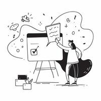 Strategist with Plan and Graphs concept as An image of a strategist with a plan and graphs set against a whimsical background offering ample space for text or graphics symbolizing Cleans vector