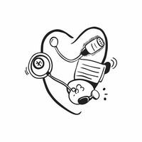 Stethoscope icon with copy space on a white background concept as A image of a stethoscope icon with ample copy space on a white background perfect for medical and healthcar Cleans vector