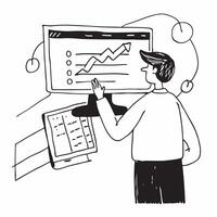 Stock trader monitoring live stock prices on a trading platform concept as A stock trader in a trading room monitoring live stock prices on a trading platform showcasing real time Cleans vector