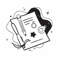 Sterile Surgical Tools with Certificate and Seal concept as Sterile surgical tools with a certificate and a seal set against a dreamy background offering ample space for text or gr Cleans vector