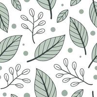 Spring leaves seamless pattern with whimsical shapes and soft muted colors for lighthearted playful designs concept as Lighthearted spring leaves pattern featuring whimsical shapes Cleans vector