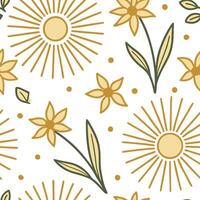 Spring sunshine seamless pattern with warm golden rays and soft light textures for bright uplifting designs concept as Bright spring sunshine pattern featuring golden rays and soft Cleans vector