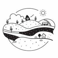 Spring and Autumn Village concept as Half tone spring and autumn village landscape offering ample space for text or graphics symbolizing community life and seasonal change in Phot Cleans vector