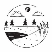 Spring and Autumn Meadow concept as Half tone spring and autumn meadow landscape offering ample space for text or graphics symbolizing renewal and harvest in Photo Stock Concept Cleans vector