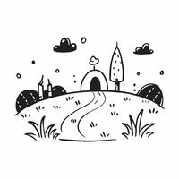 Spring and Autumn Garden concept as Half tone spring and autumn garden landscape offering ample space for text or graphics symbolizing bloom and harvest in Photo Stock Concept Cleans vector