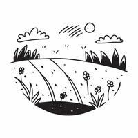 Spring and Autumn Field concept as Half tone spring and autumn field landscape offering ample space for text or graphics symbolizing bloom and maturity in Photo Stock Concept Cleans vector