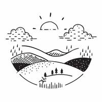 Spring and Autumn Countryside concept as Half tone spring and autumn countryside landscape offering ample space for text or graphics symbolizing renewal and rustic charm in Photo Cleans vector