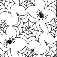 Spiders and webs seamless tile pattern with intricate spider webs and creepy spiders for spooky home decor concept as Intricate spider webs and creepy spiders arranged seamlessly f Cleans vector