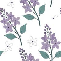 Soft watercolor spring flowers seamless pattern with lilacs and violets for calming spaces concept as Calming lilacs and violets painted in watercolor and arranged seamlessly for s Cleans vector