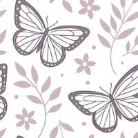 Soft pastel spring seamless pattern with butterflies and floral elements for serene environments concept as Delicate butterflies and pastel floral elements arranged in a seamless p Cleans vector