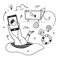 Social media strategist enjoying a relaxing bubble bath concept as A social media strategist enjoying a relaxing bubble bath while brainstorming social media campaigns highlighting Cleans Set 2 vector