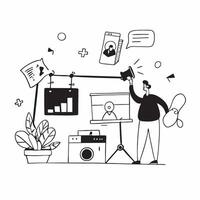 Social media influencer collaborating with brands for campaigns concept as A social media influencer in a home studio collaborating with brands for campaigns using a camera and lig Cleans vector