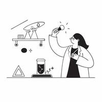 Skincare Researcher with Test Tubes and Cream in High Tech Lab concept as Long shot of a skincare researcher holding test tubes and a jar of cream in a high tech lab The backgroun Cleans vector