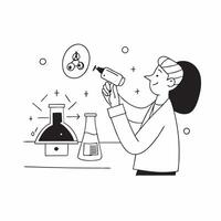 Skincare Formulator with Serum and Lab Equipment in High Tech Facility concept as Mid shot of a skincare formulator holding a serum bottle and working with lab equipment in a high Cleans vector