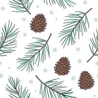 Snowy pine seamless tile pattern with pinecones and snowflakes for nature inspired winter decor concept as Pinecones and snowflakes arranged seamlessly to create nature inspired sn Cleans vector