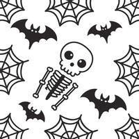 Skeletons and bats seamless tile pattern with spooky elements and dark tones for eerie Halloween decor concept as Spooky skeletons and bats arranged seamlessly with dark tones for Cleans vector