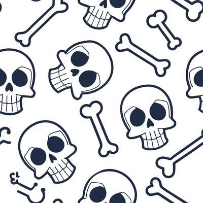 Skeletons and skulls seamless tile pattern with bone structures and dark shades for macabre home decor concept as Bone structures and dark skulls arranged seamlessly for macabre Ha Cleans