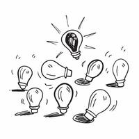 Shining Light Bulb Among Dim Bulbs concept as A single shining light bulb stands out among numerous dim bulbs in a whimsical background offering ample space for text or graphics sy Cleans vector