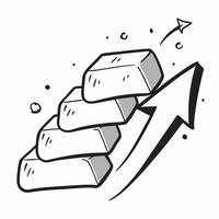 Silver Bars and Sideways Arrow concept as Silver bars and a sideways arrow on a dreamy background offering ample space for text or graphics symbolizing stable silver commodity valu Cleans vector