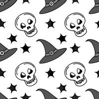 Skeletons and witches seamless tile pattern with spooky elements and dark hues for macabre Halloween decor concept as Spooky skeletons and witches arranged seamlessly with dark hue Cleans vector