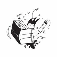 School Supplies with Chalkboard and Books concept as A set of school supplies a chalkboard and books set against a whimsical background offering ample space for text or graphics sy Cleans vector