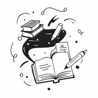 School Supplies with Books and Notebook concept as A set of school supplies books and a notebook set against a whimsical background offering ample space for text or graphics symbol Cleans vector