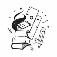 School Supplies with Books and Ruler concept as A set of school supplies books and a ruler set against a whimsical background offering ample space for text or graphics symbolizing Cleans vector
