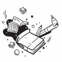 School Supplies with Books and Clock concept as A set of school supplies books and a clock set against a whimsical background offering ample space for text or graphics symbolizing Cleans vector