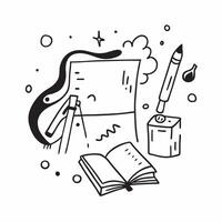 School Supplies with Art Supplies and Easel concept as A set of school supplies art supplies and an easel set against a dreamy background offering ample space for text or graphics Cleans vector