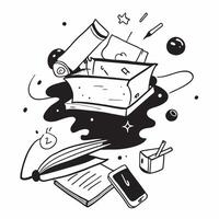 School Supplies with Books and Computer concept as A set of school supplies books and a computer set against a whimsical background offering ample space for text or graphics symbol Cleans vector