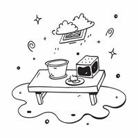 School Cafeteria and Lunch Tray concept as A whimsical school cafeteria with a lunch tray set against a dreamy background offering ample space for text or graphics symbolizing the Cleans vector