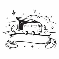 School Bus with Graduation Cap and Diploma concept as A school bus with a graduation cap and a diploma set against a dreamy background offering ample space for text or graphics sym Cleans vector