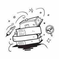 School Bus with Books and Scissors concept as A school bus with a stack of books and scissors set against a whimsical background offering ample space for text or graphics symbolizi Cleans vector