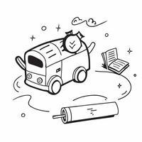 School Bus with Backpack and Diploma concept as A school bus with a backpack and a diploma set against a dreamy background offering ample space for text or graphics symbolizing the Cleans Set 2 vector