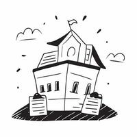 School Building and Principals Office concept as A whimsical school building with a principals office set against a dreamy background offering ample space for text or graphics symb Cleans vector