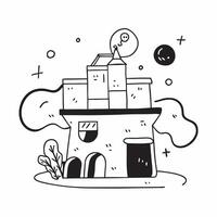 School Building and Science Lab concept as A whimsical school building with a science lab set against a dreamy background offering ample space for text or graphics symbolizing the Cleans vector