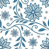 Scandinavian Nordic patterns and snowflakes seamless tile design with cool blue tones concept as Cool blue tones highlight Scandinavian Nordic patterns intertwined with snowflakes Cleans vector