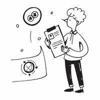 Safety Inspector with ISO Certificate and Safety Audit Report concept as A safety inspector holding an ISO certificate and a safety audit report set against a whimsical background Cleans vector