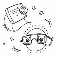 Safety Goggles with Certificate and ISO Badge concept as Safety goggles with a certificate and an ISO badge set against a whimsical background offering ample space for text or grap Cleans vector