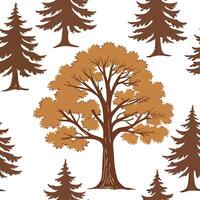 Rustic autumn trees seamless tile pattern with pine and birch for country inspired interiors concept as Pine and birch trees arranged seamlessly to create rustic and country inspir Cleans vector