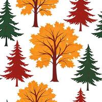 Rustic autumn trees seamless tile pattern with pine and birch for country inspired interiors concept as Pine and birch trees arranged seamlessly to create rustic and country inspir Cleans Set 3 vector