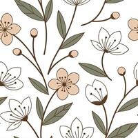 Retro spring nature seamless pattern with stylized flowers and muted earthy colors for vintage inspired designs concept as Vintage inspired spring nature pattern with stylized flow Cleans Set 2 vector