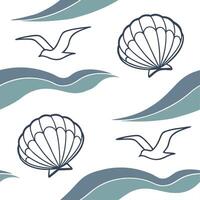 Retro summer waves seamless pattern with vintage wave designs and muted beach colors for nostalgic summer vibes concept as Vintage inspired summer wave pattern with muted beach ton Cleans vector
