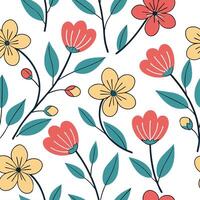 Retro spring floral seamless pattern with bright colors and stylized blooms for vintage inspired designs concept as Retro floral pattern with stylized blooms and vibrant spring col Cleans vector
