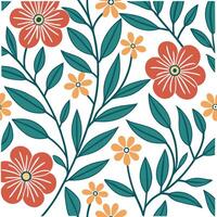 Retro inspired spring floral seamless pattern with bold and contrasting color schemes for lively designs concept as Lively spring floral pattern with retro influence featuring bold Cleans vector