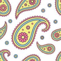 Retro paisley seamless pattern with vibrant colors and swirling designs for dynamic projects concept as Dynamic retro paisley pattern featuring vibrant colors and swirling designs Cleans vector