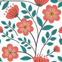 Retro floral seamless pattern with bright color schemes for dynamic spring spaces concept as Bold and bright floral motifs in a retro style seamless pattern ideal for lively and dy Cleans vector