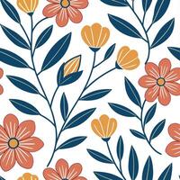 Retro floral seamless pattern with abstract blooms and bold color contrasts for modern spring designs concept as Modern retro floral pattern with abstract blooms and bold color con Cleans vector