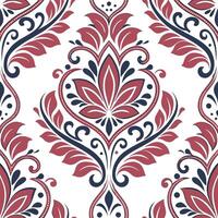 Retro damask seamless tile pattern with rich colors for elegant spaces concept as Classic retro damask motifs in seamless tile pattern featuring rich and vibrant color schemes in Cleans vector